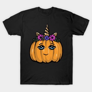 Cute Halloween Pumpkin Unicorn T-Shirt